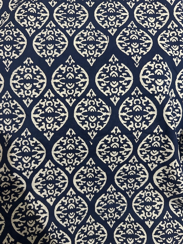 Readystock Hand block printed cotton blue indigo white pattern 29622