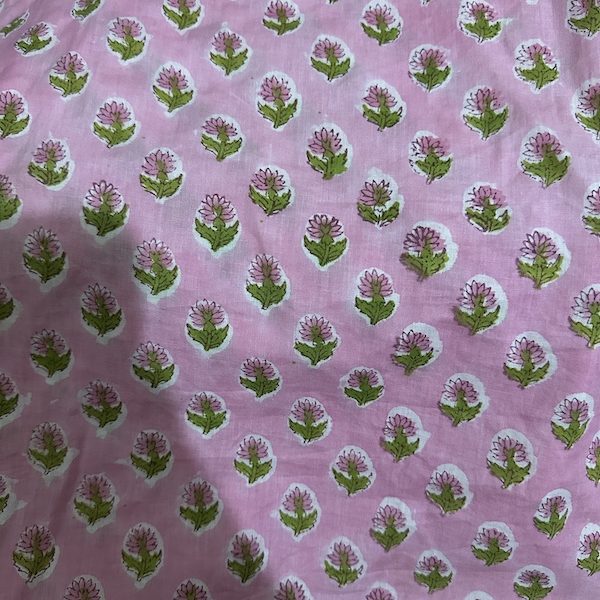 Readystock Hand block printed cotton pink floral 29621
