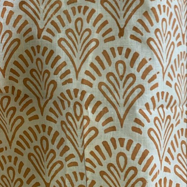 Readystock Hand block printed cotton white and brown pattern 29631
