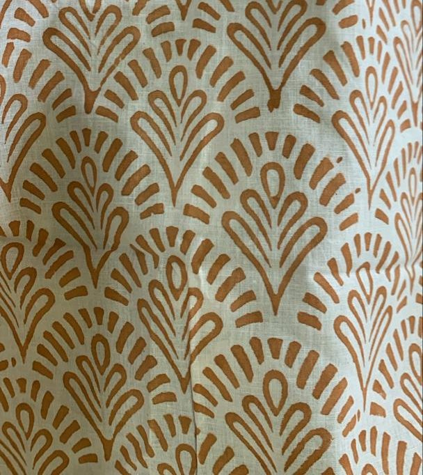 Readystock Hand block printed cotton white and brown pattern 29631