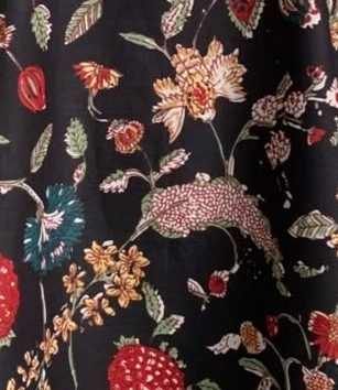 Readystock Hand block printed cotton black floral 29626