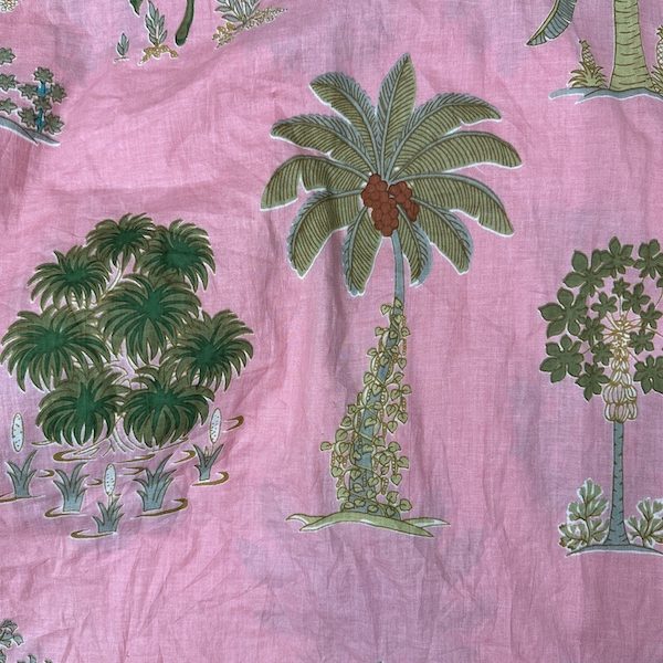 Readystock Hand block printed cotton pink and tree pattern 29609