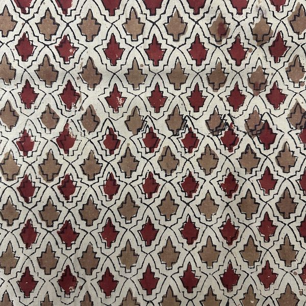 Readystock Hand block printed cotton kalamkari brown and maroon floral 29618