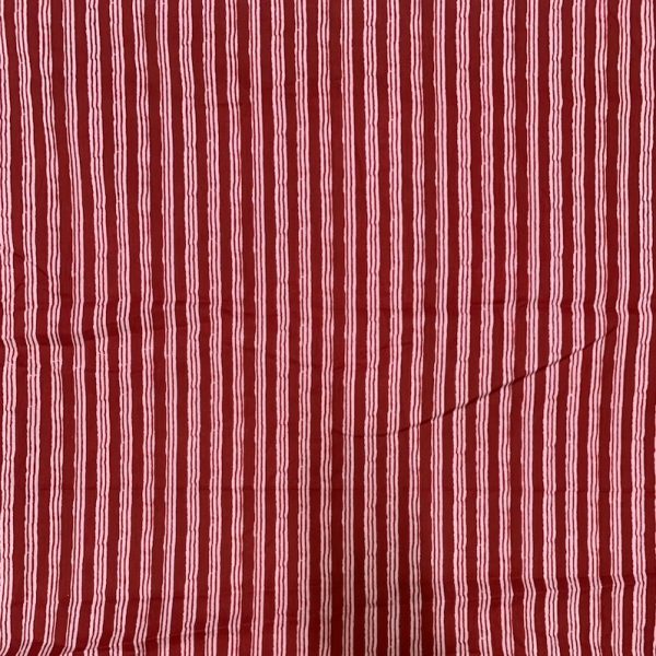 Readystock Hand block printed cotton red and white stripes 29607