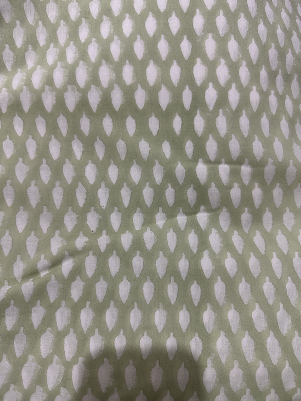 Readystock Hand block printed sage green pattern 29633