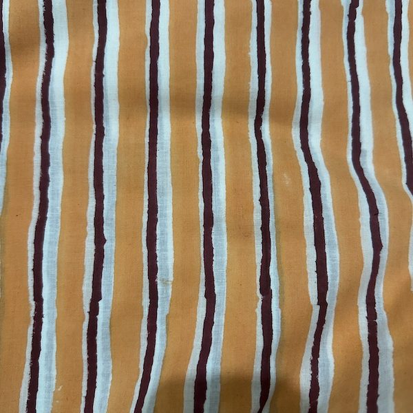Readystock Hand block printed cream and maroon stripes 29631