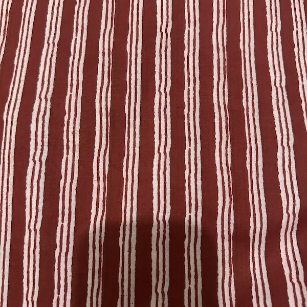Readystock Hand block printed red and white stripes 29626