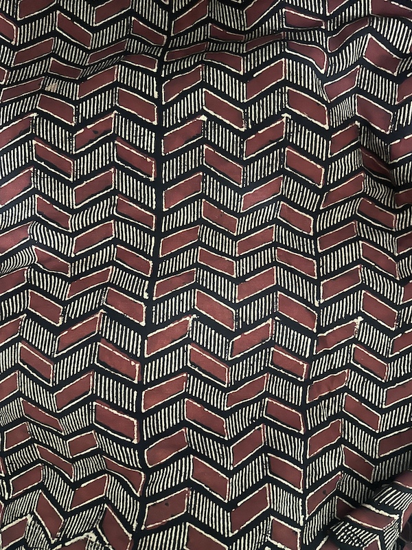 Readystock Hand block printed maroon and black pattern 29636