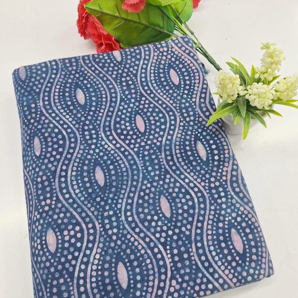 Pre-order hand block printed cotton indigo wave dots 3331
