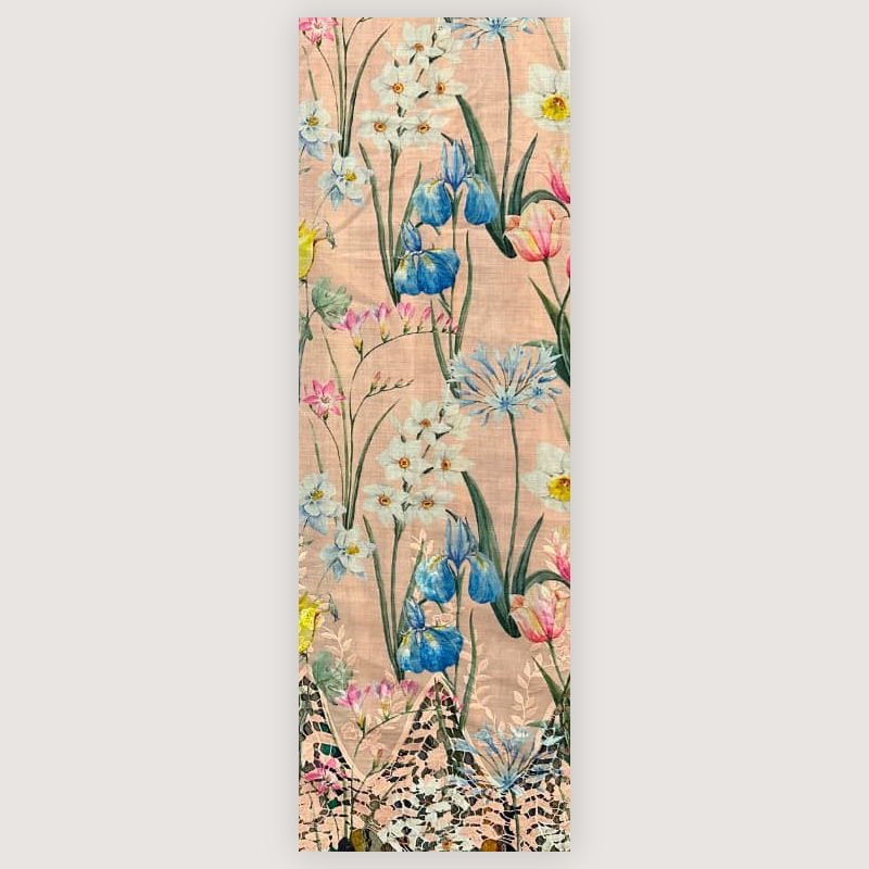 Pre-order printed lace embroidery printed cotton 9376