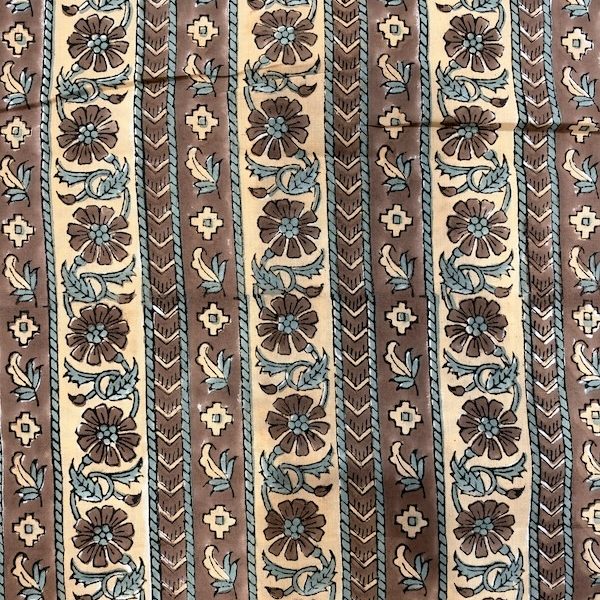 Readystock Hand block printed brown and beige floral pattern 29641